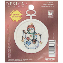 Janlynn 1143-31 18 Zählung Mini Kreuzstichset, 2,5-Zoll, Rund, Sternen-Schneemann