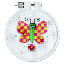 Janlynn 21-0981 Rundes Kind Stitch Checky Schmetterling Mini Kreuzstichset, 3-Zoll