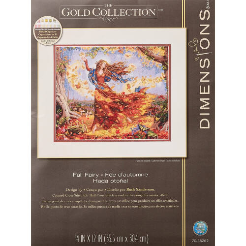 Broderie au point compté - DIMENSIONS - Fall Fairy - Doré - Blanc - Réf. D70-35262