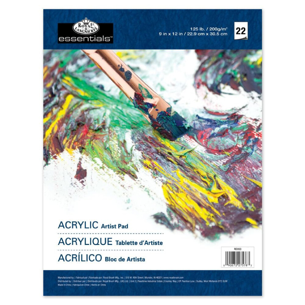 Royal & Langnickel Essentials(Tm) Acrylic Artist Paper Pad 9"X12"-22 Sheets -Rd353
