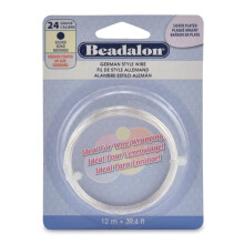 Filo in Metallo Tedesco Beadalon per Creazioni Gioielli, Tondo, Placcato Argento, 24 gauge, 12 m