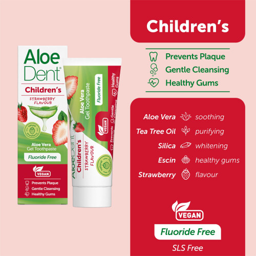 AloeDent Children's Strawberry Toothpaste - 50ml 1