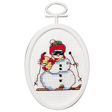 Janlynn 1143-41 18 Count Mini Broderikit, 2.75-Inch, Oval, Skidåkare
