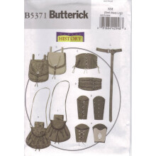 Butterick Patterns B5371 Size XM Small - Medium - Large Misses'/ Men's Wrist Bracers, Corset, Belt and Pouches, Pack of 1, White