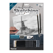 9 x 11 inch Coastal Point Pre-Printed Sketching Made Easy Drawing Set, Blue