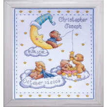 Tobin Counted Cross Stitch Kit 11"X14"-Bears In Clouds Birth Record (14 Count)