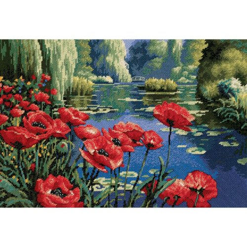 Dimensions Needlepoint Kit 16"X11"-Lakeside Poppies Stitched In Thread 1