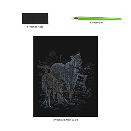 Silver Foil Engraving Art Kit 8"X10"-Mare & Foal 2