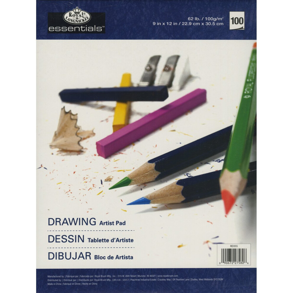 Royal & Langnickel Essentials(Tm) Drawing Artist Paper Pad 9"X12"-100 Sheets -Rd355