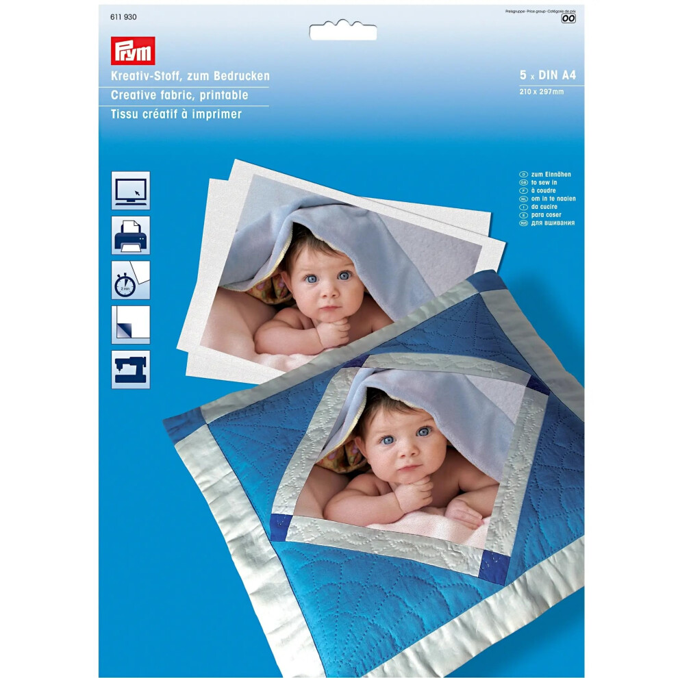 Prym Creative Fabric, Printable ( 1 Pack Of 5 Sheets)