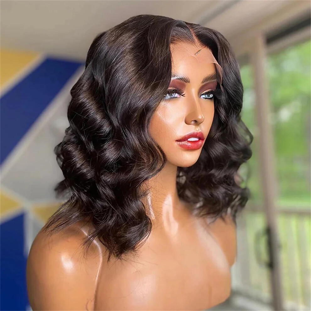 Unisex Human Hair Wigs 13X4 13X6 Lace Frontal Closure Wig, 5X5 Closure, 250 Density, 10 Inch, Glueless Wig