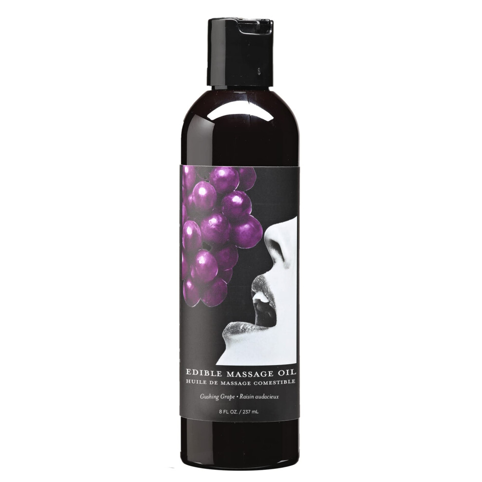 Earthly Body Edible Massage Oil Grape - 8 Fl. Oz. - Hemp Seed Almond Grapeseed Apricot & Vitamin E Oil - Vegan & Cruelty Free