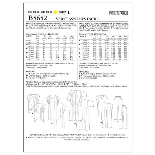 Butterick Butterick Sewing Pattern 5652 1