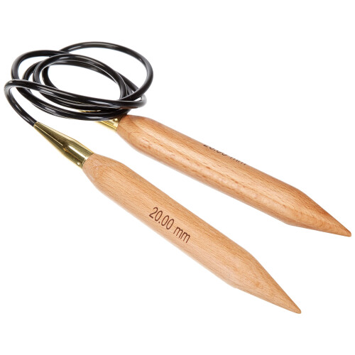 KnitPro 120 cm x 20 mm Basix Fixed Circular Needles, Birch