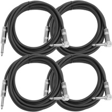 Seismic Audio SAGC10R-Black-4Pack 10-fots 4-pack TS 1/4-tum till 1/4-tum rtvinkliga TS gitarrkablar svart