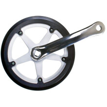 Guarnitura Sunlite in lega a velocit? singola con doppio paracatena 170 mm x 44 denti Argento/Nero