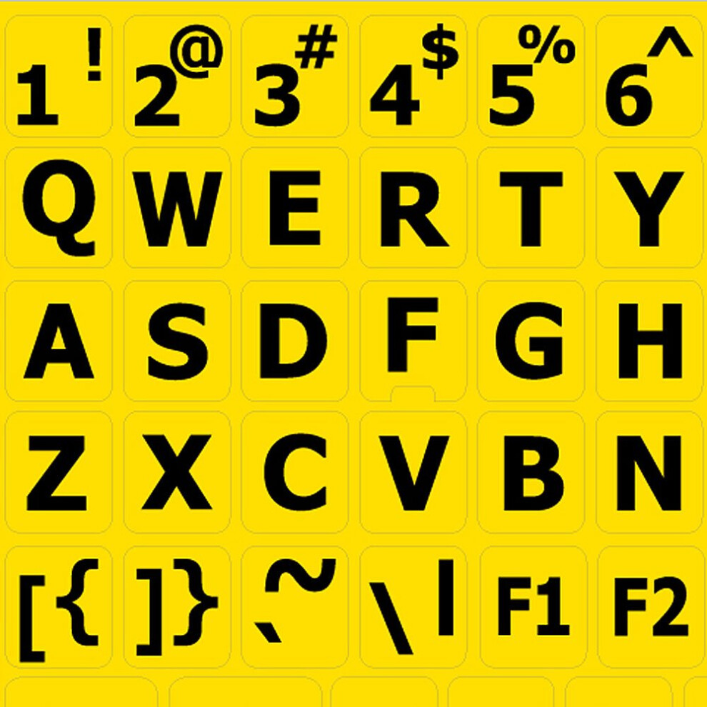 English Us Large Lettering Keyboard Sticker (Upper Case) Background For Desktop Laptop And Notebook (Manufactured 4Keyboard) Yellow 033584420858