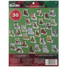 Bucilla Räkna Korsstygn Ornament Kit, 3.5 x 3.5 tum, 86261 Fler Små Strumpor (30-pack)