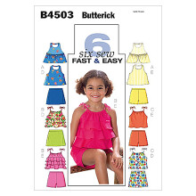 Butterick Patterns B4503 Size CL 6-7-8 Childrens/Girls Top/Skirt/ Shorts, Pack of 1, White