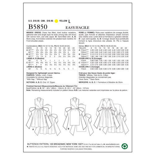Butterick Misses' Dress-16-18-20-22-24 -*SEWING PATTERN* 2