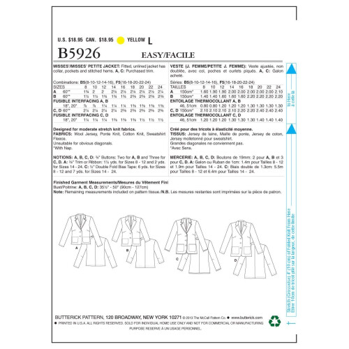 Butterick Misses' /Misses' Petite Jacket-8-10-12-14-16 -*SEWING PATTERN* 2