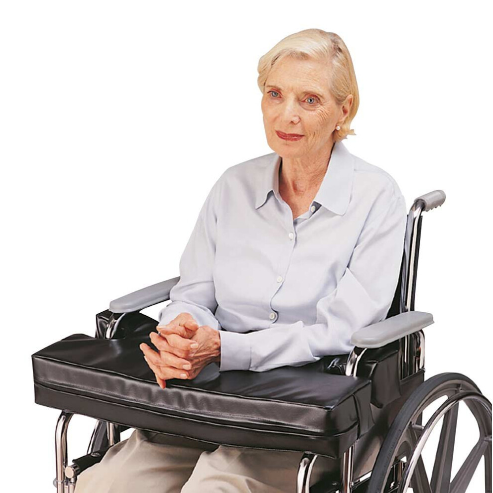 Skil-Care 3.25 Inch Thick Cushion Lap Top Tray Cushion With Cutouts Fits 18 Inch Half Arm Wheelchairs Secure And Comfortable Support Black 307044
