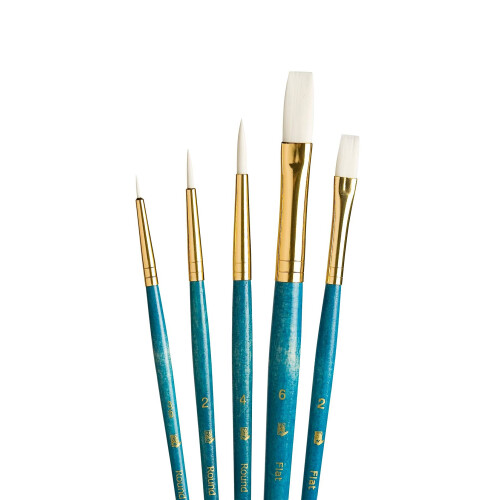Synthetic White Taklon Real Value Brush Set-5/Pkg
