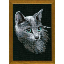 RIOLIS - Russische Blau 764, Katzenliebhaber Kreuzstichsets 8,27" x11,81", Anfänger & Fortgeschrittene