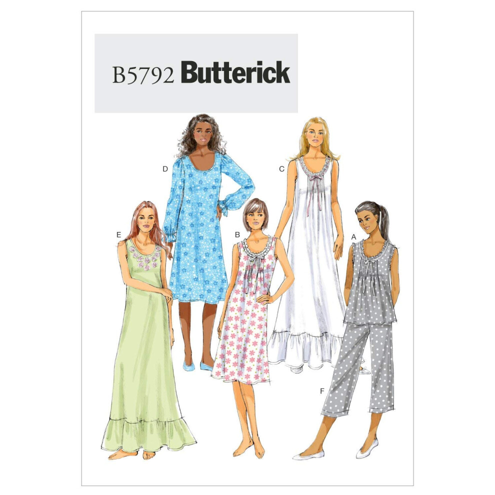 Butterick Patterns B5792 Size Y Extra-Small - Small - Medium Misses' Top, Gown And Pants, Pack Of 1, White