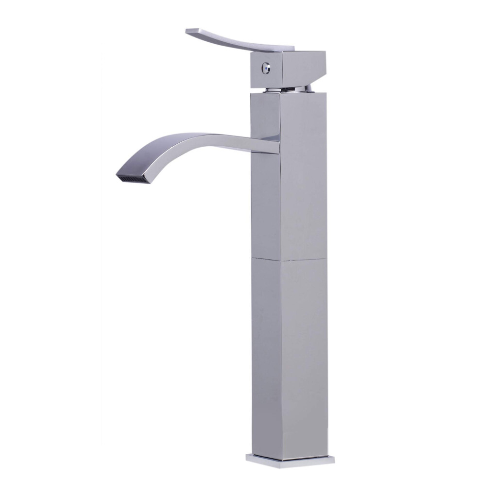 Photos - Tap Alfi brand AB1158 Tall Square Body Curved Spout Single Lever Bathroom Faucet Polished Chrome AB1158-PC