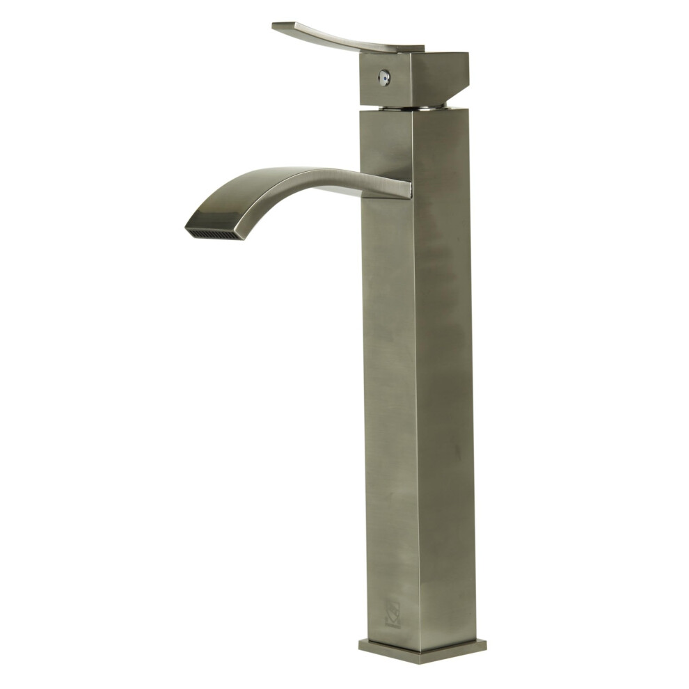 Photos - Tap Hidden Part Alfi brand AB1158 Tall Square Body Curved Spout Single Lever Bathroom Faucet Brushed Nickel AB1158-BN 