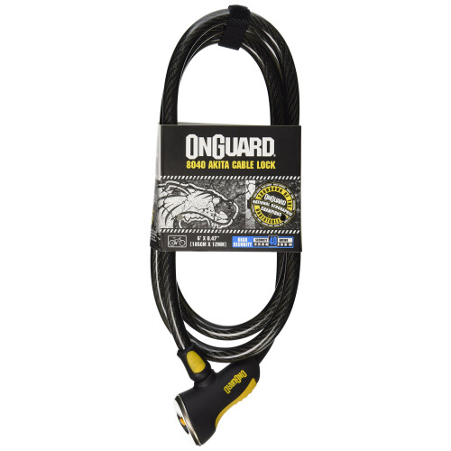 Onguard 8040 Akita 12mm x 6' Cable Lock Black