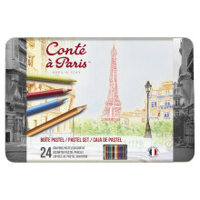 Conte a Paris Pastel Pencil Set - Assorted ,Black/Green/Grey/Yellow,(Set of 24)