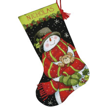 Geprinte borduurset - DIMENSIONS - DIM71-09151 - Kerstsok - Stramin 14ct (5,5 pts/cm) - 23x41cm