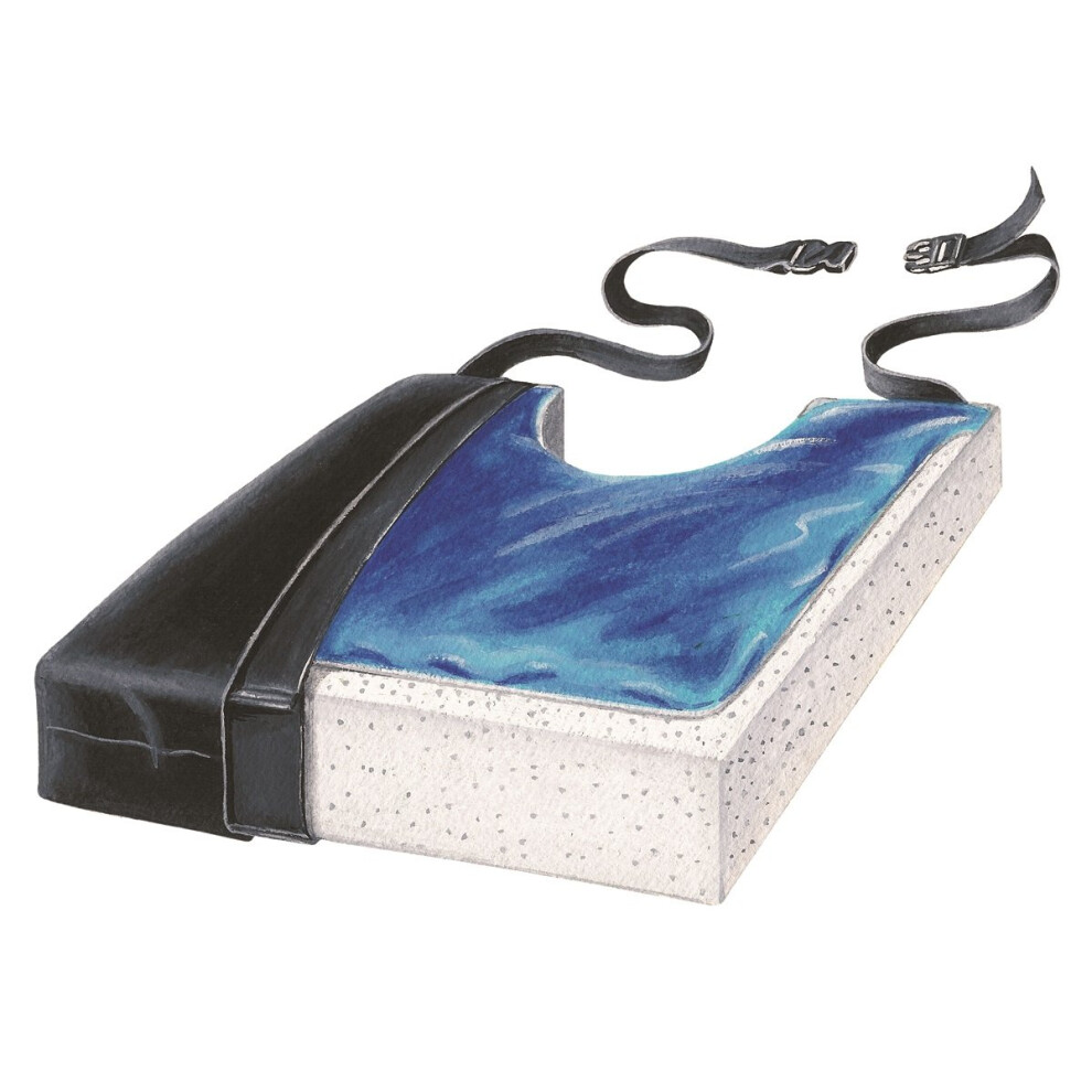 Skil-Care Gel-Foam X-Cushion With Vinyl Cover 20"""" W X 16"""" D X 2.5"""" H Large Pressure-Relieving Cushion Easy-To-Clean Black 751036