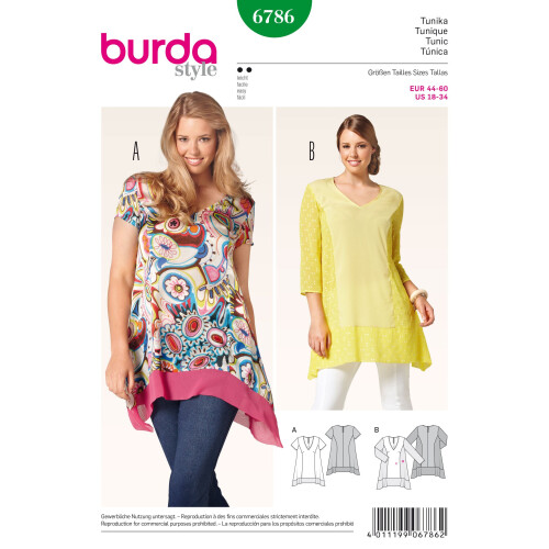 Burda sym?nster 6786 - Tunika Plus St?rrelse-Nem