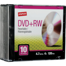 Staples 10/PK 4.7GB DVD+RW Slim Jewel Cases 4X