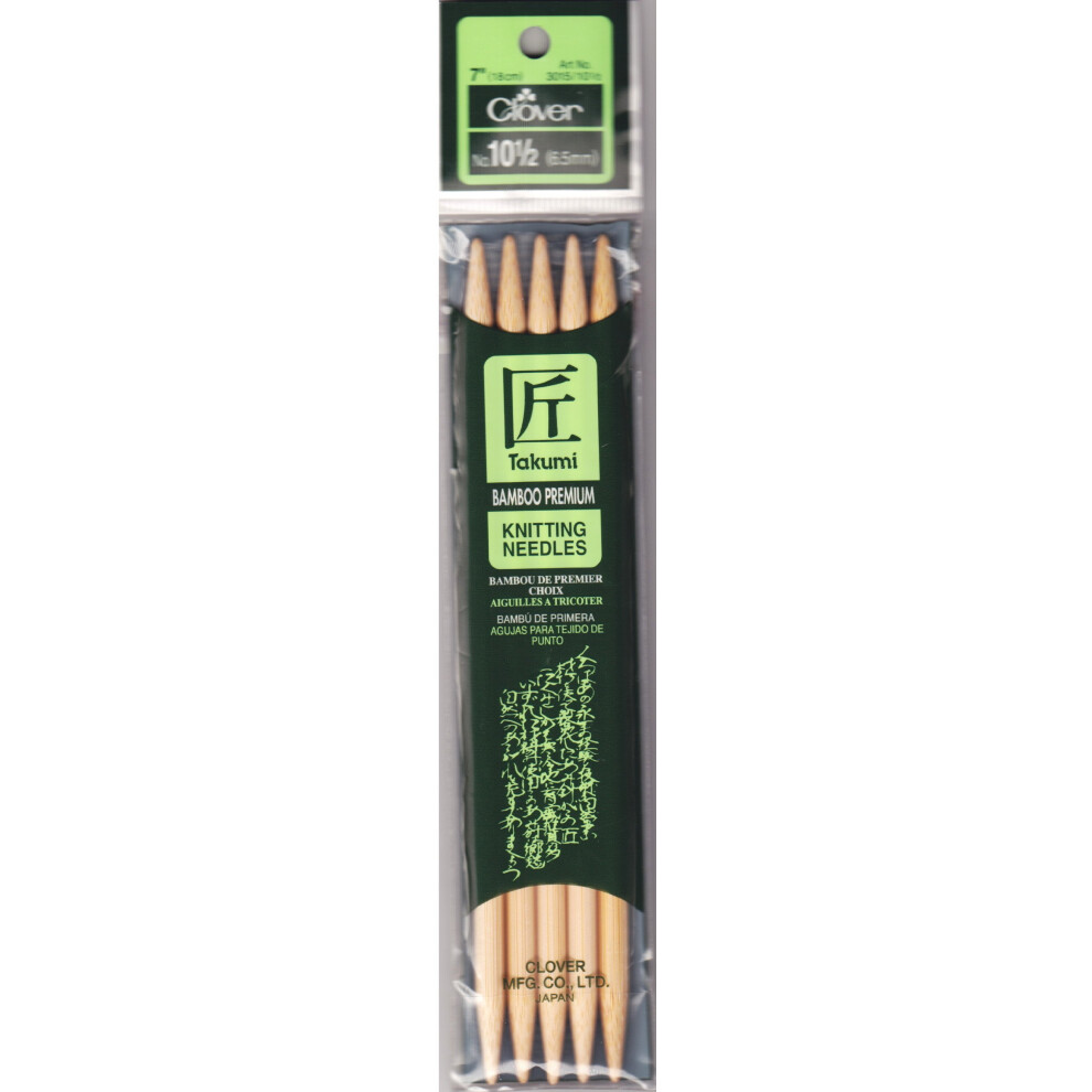Takumi Bamboo Double Point Knitting Needles 7" 5/Pkg-Size 10.5/6.5mm 3015-105