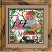 RIOLIS - Stadt & Katzen Sommer 612, Katzenliebhaber Kreuzstichsets 5,12" x 5,12", Kreuzstichsets für Anfänger & Fortgeschrittene