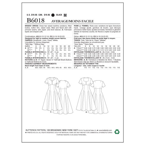 Butterick Butterick Patterns 6018E5 Misses Dress, Multi-Colour 2