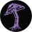 Champignon - Violet dans un cercle noir rond - Fer brod sur patch 1