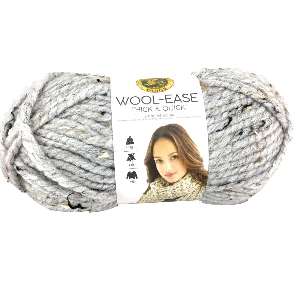 Lion Brand Wool-Ease Thick & Quick Yarn-Grey Marble