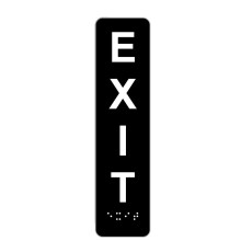 ComplianceSigns.com Notausgangsschild, ADA-konform, Blindenschrift und erhabene Buchstaben, 20,3 x 5,1 cm, Wei auf schwarzem Acryl, mit selbstkl