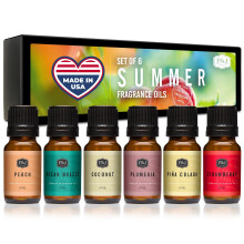 P&J Trading Sommer-Set mit 6 Duftlen  Pfirsich, Erdbeere, Plumeria, Kokosnuss, Meeresbrise, Pina Colada, Kerzendfte, Seifenherstellung, Diffus