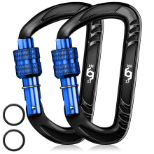 RHINO Produxs 12kN (2697 lbs) Heavy Duty Locking Auto Locking Wiregate Carabiner Clips for Securing Pets Outdoor Camping Hiking Hammock Dog