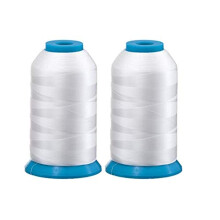 S?t med 2 store hvide spoler undertr?d til broderimaskine og symaskine - 60 V?gt - 5500 Yards hver - Polyester - Embroidex