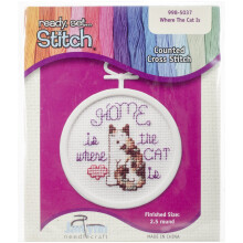 Janlynn 998-5037 18er Rund-Mini-Zählstickset, 2-1/2 Zoll, Zuhause ist wo die Katze ist