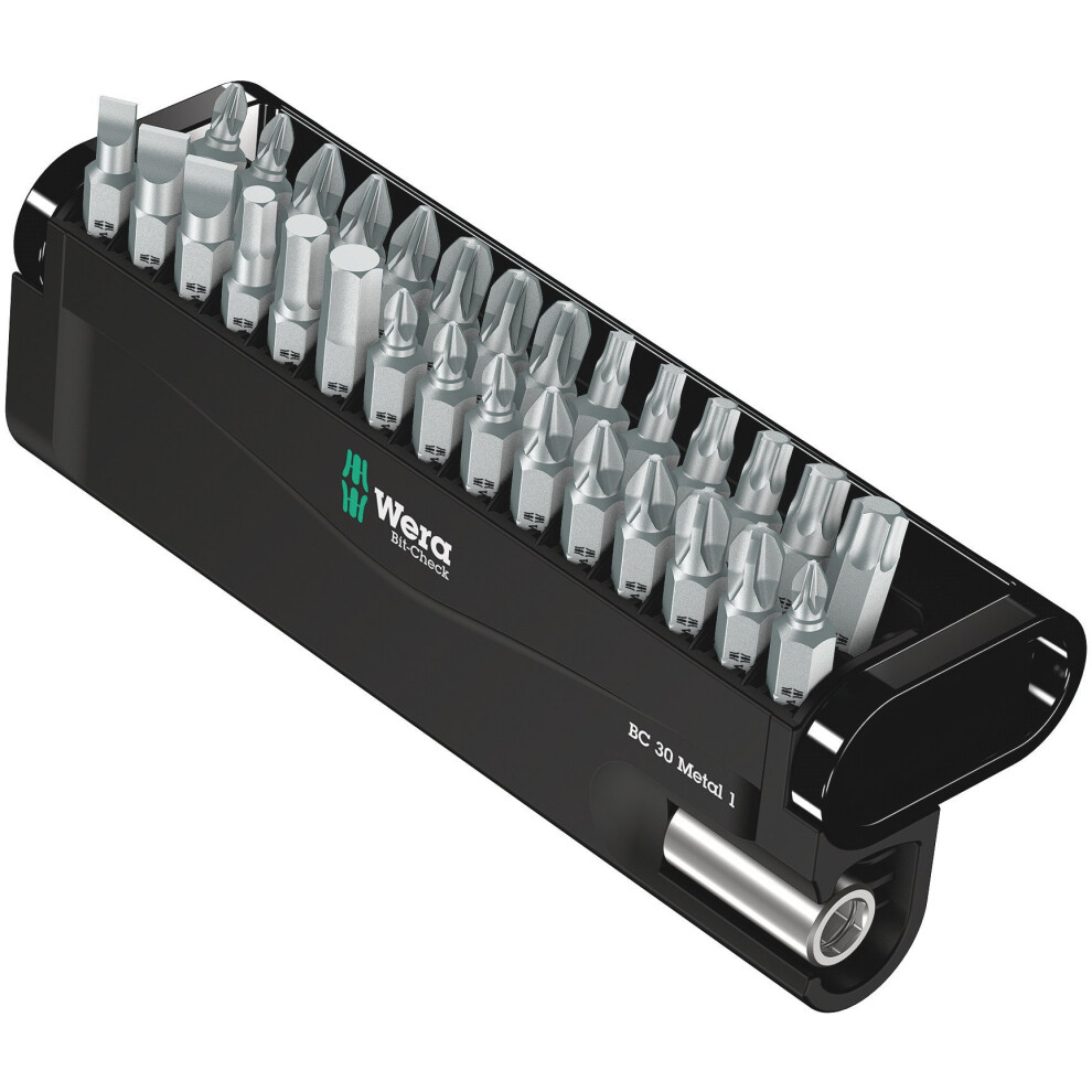 Wera 5057434001 Bit-Check 30 Metal Bit Set of 30 PZ PH TX SL Hex