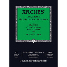 Blocco Acquerello Arches 9x12 pollici Carta di Cotone 100% - 12 Fogli 140 lb Cold Press