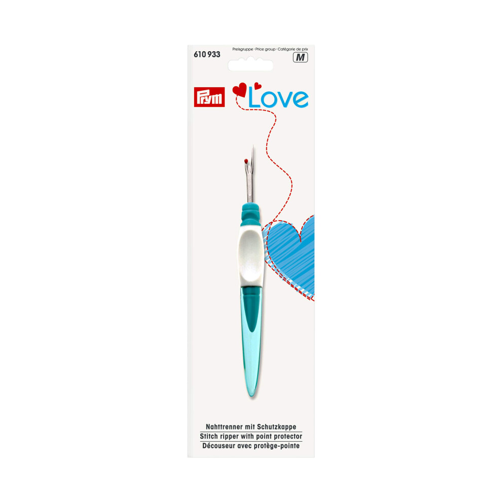 Prym Prymlove Small Ergonomic Design Stitch Seam Ripper/Quick Unpick By Love, Metal/Plastic, Turquoise, 18.5 X 9.5 X 2 Cm Green